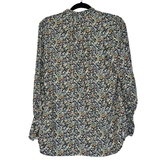 Charlotte Brody 100% Silk Black & Green Botanical Print Tunic Top - Size M - Picture 3 of 6